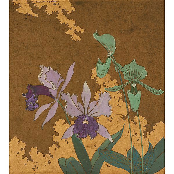 Pauline H. Shirer, (American, 1894-1975), Orchids, oil (1 of 2)
