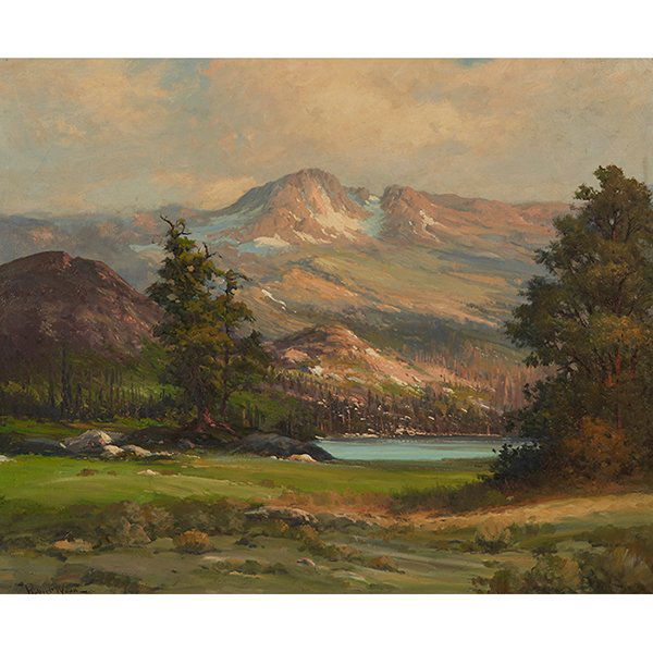 Robert Wood, (American, 1889-1979), Mountain Landscape,: Robert Wood, (American, 1889-1979), Mountain Landscape, oil on canvas, signed lower left, 24.5" x 29.5"