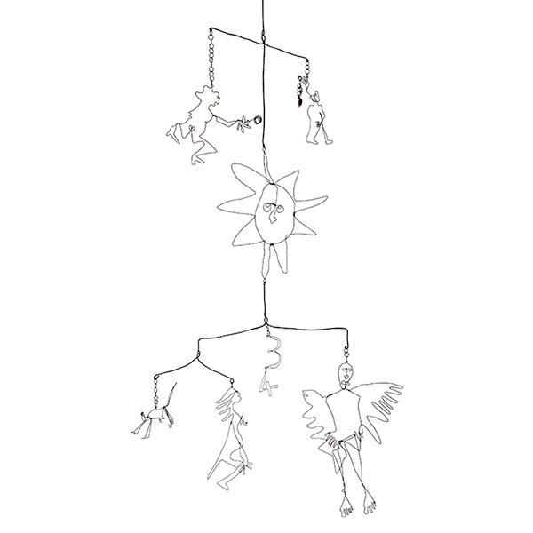 1970s, artist unknown mobile / sculpture 20"w x 45"h: 1970s, artist unknown, mobile / sculpture, East Lansing, Michigan, c. 1977, fine bent wire, unsigned, The artist displayed his creations by hanging them from tree branches around the campus of Michiga