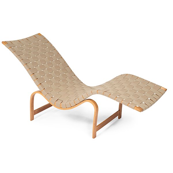 Bruno Mathsson (1907-1988) for Karl Mathsson Model 36: Bruno Mathsson (1907-1988) for Karl Mathsson, Model 36 Pernilla chaise lounge, Sweden, birch, webbing, unsigned, 21"w x 57"d x 31"h