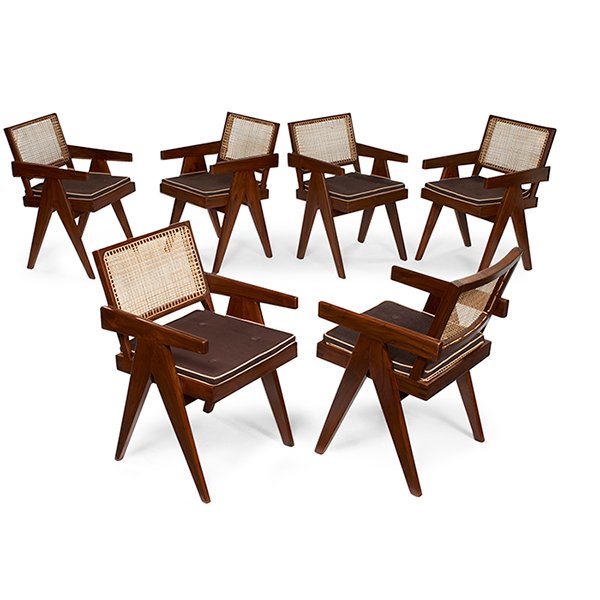 Pierre Jeanneret (1896-1967) Armchairs, six, model (1 of 1)