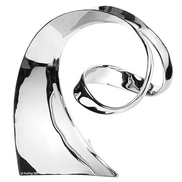 Bill Keating (b. 1932) sculpture 16.75"w x 14.25"d x: Bill Keating (b. 1932), sculpture, USA, 1990, chromed steel, inscribed "Keating 1990", 16.75"w x 14.25"d x 19.5"h