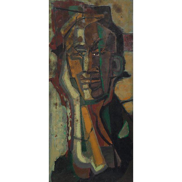 Mario de Ferrante, Head of a Man, oil: Mario de Ferrante (Italian/American, 1898-1992), "Head of a Man", c.1950; oil/board, 24" x 12", signed