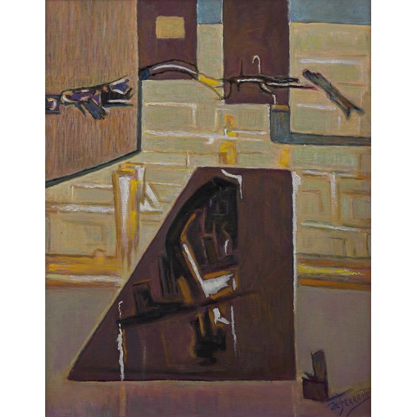 Mario de Ferrante, Abstract, oil: Mario de Ferrante (Italian/American, 1898-1992), "Untitled", c.1950; oil/canvas, 28" x 22", signed