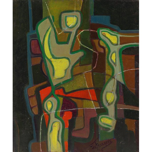 Mario de Ferrante, Abstract, oil: Mario de Ferrante (Italian/American, 1898-1992), "Untitled", c.1950; oil/board, 24" x 18", signed