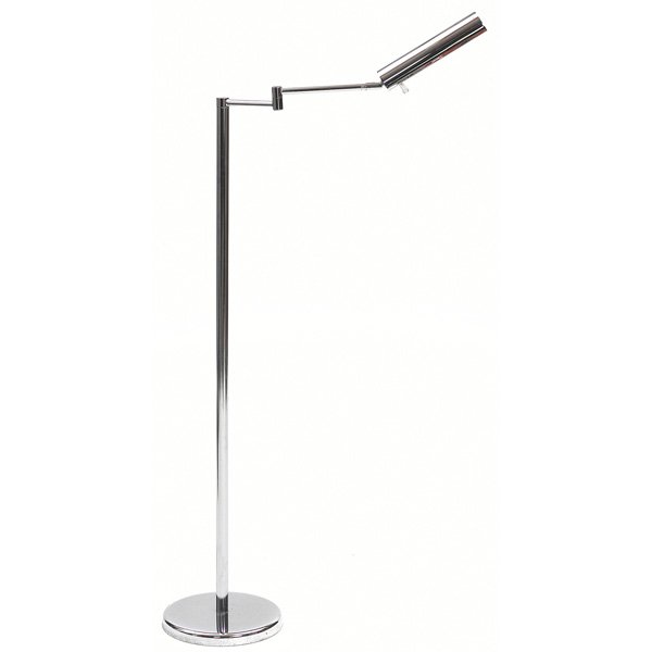 Kovacs floor lamp, 1980s: Kovacs floor lamp, 1980s, chromed steel form with adjustable arm and shade, unmarked, clear acrylic knob, 44"h, excellent condition