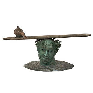 Robert Arneson (American, 1930-1992), Bench Head, 1991,: Robert Arneson (American, 1930-1992), Bench Head, 1991, bronze, signed and dated, edition of 3, 36.5"h x 76"w x 22"d Provenance: Butterfield & Butterfield, San Francisco, California, October 23, 1997,