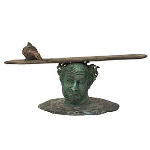 Robert Arneson (American, 1930-1992), Bench Head, 1991,: Robert Arneson (American, 1930-1992), Bench Head, 1991, bronze, signed and dated, edition of 3, 36.5"h x 76"w x 22"d Provenance: Butterfield & Butterfield, San Francisco, California, October 23,