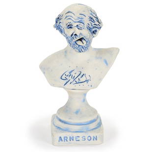 Robert Arneson (American, 1930-1992), Glazed porcelain: Robert Arneson (American, 1930-1992), Glazed porcelain self-portrait Trophy Bust, 1983, porcelain, stamped, 7" x 4" x 3" Provenance: Rago Arts and Auction Center, Lambertville, New Jersey, October 18-