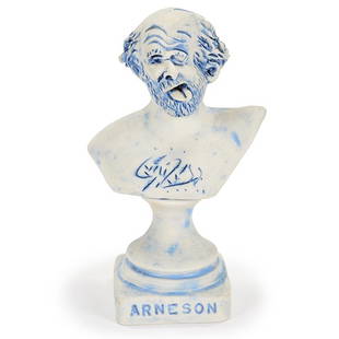 Robert Arneson (American, 1930-1992), Glazed porcelain: Robert Arneson (American, 1930-1992), Glazed porcelain self-portrait Trophy Bust, 1983, porcelain, stamped, 7" x 4" x 3" Provenance: Rago Arts and Auction Center, Lambertville, New Jersey, October