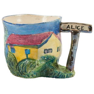 Robert Arneson (American, 1930-1992), Alice Street Cup,: Robert Arneson (American, 1930-1992), Alice Street Cup, 1965, glazed ceramic, signed, 3.25"h x 5"w x 3.75"d Provenance: Donna Schneier Fine Arts, Palm Beach, Florida