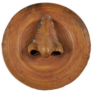 Robert Arneson (American, 1930-1992), Nose Plaque,: Robert Arneson (American, 1930-1992), Nose Plaque, 1966, ceramic, signed and dated, 17"dia Provenance: Treadway Toomey Auctions, Oak Park, Illinois, March 22, 1996, Lot 821