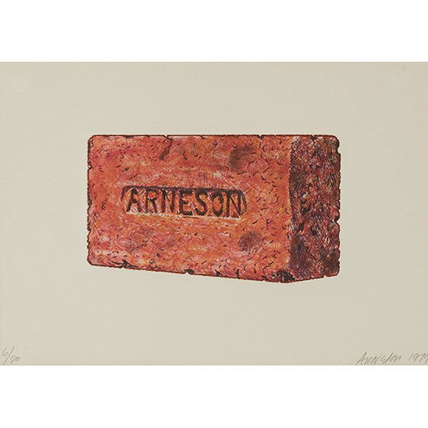 Robert Arneson (American, 1930-1992), Brick, color: Robert Arneson (American, 1930-1992), Brick, color etching, signed, dated and numbered in pencil, edition of 20, 4.25" x 8"