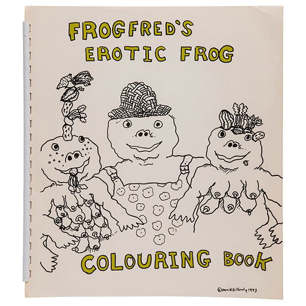 David Gilhooly (American, 1943-2013), Frog Fred's: David Gilhooly (American, 1943-2013), Frog Fred's Erotic Frog Colouring Book, 1973, coloring book, signed with drawing and dated 1999, 12" x 10.25"