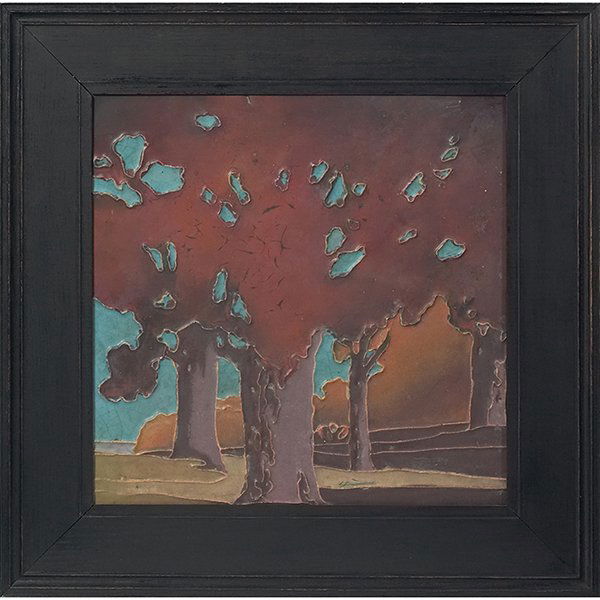 Rookwood Pottery, Landscape plaque, Cincinnati, OH, (1 of 2)