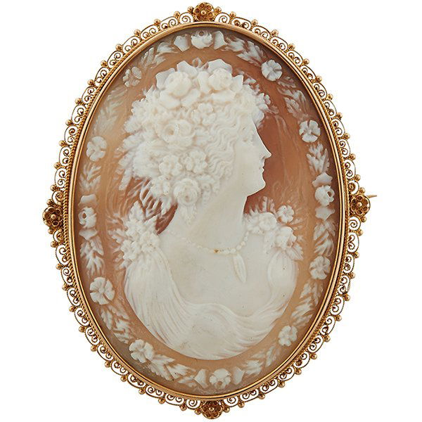 Antique, cameo pendant / brooch, 18K yellow gold, (1 of 1)