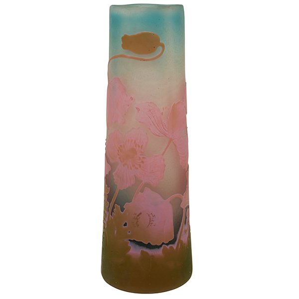 Galle, Poppy vase, Nancy, France, cameo cut glass, (1 of 3)