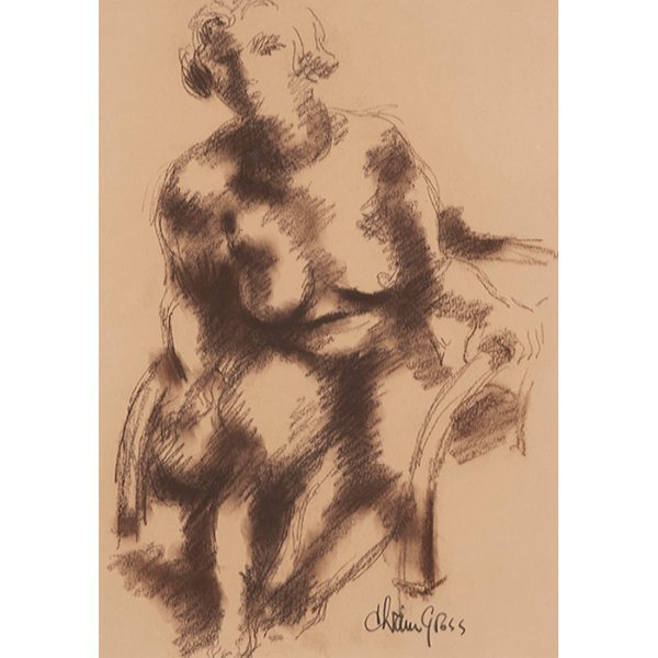 Chaim Gross, (American, 1904-1991), Seated Nude, pastel: Chaim Gross, (American, 1904-1991), Seated Nude, pastel on paper, signed lower right, 13" x 9"