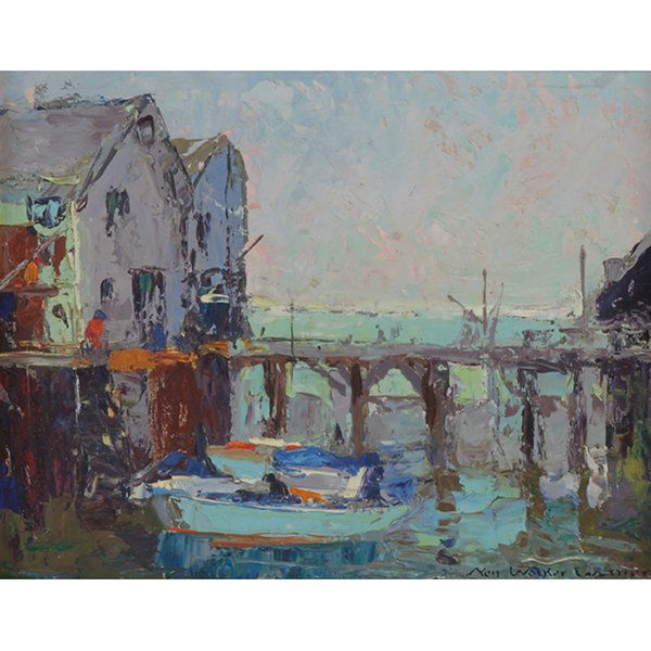 Nell Walker Warner, (American, 1891-1970), Harbor: Nell Walker Warner, (American, 1891-1970), Harbor Scene, oil on board, signed lower right, 6.75" x 8.75"