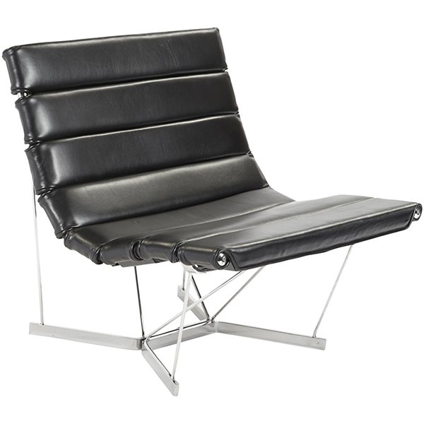 George Nelson Associates Herman Miller Catenary chair: George Nelson Associates for Herman Miller, Catenary chair, model 6380, USA. 1962, chrome-plated steel, leather, 30"w x 28"d x 29"h