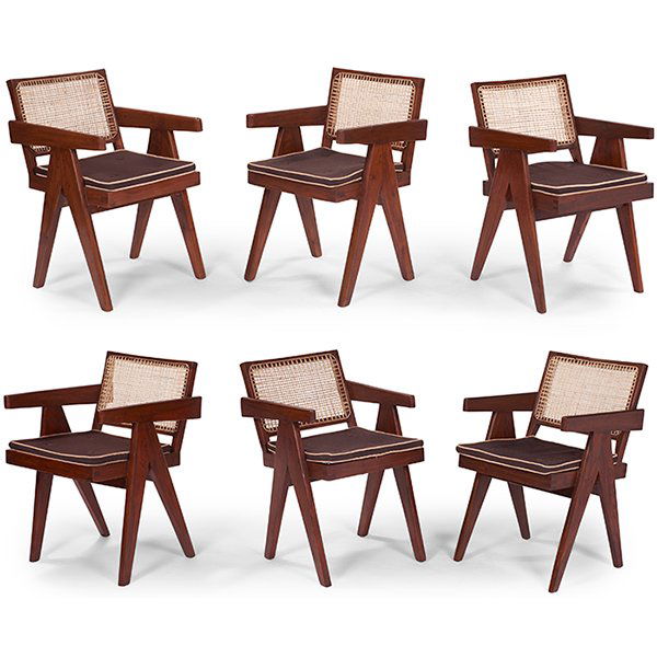 Pierre Jeanneret V-Leg Armchairs, six, model PJ-SI-28-A (1 of 1)