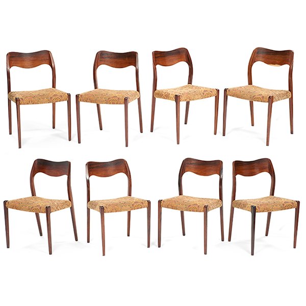 Niels Moller Dyrlund Model 71 rosewood dining chairs, 8 (1 of 1)