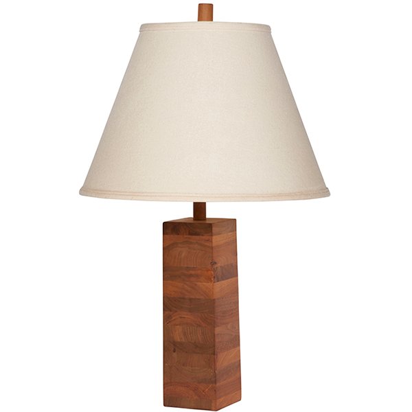 Marshall Studios stacked walnut table lamp, 1960s: Nicholas Marshall and Richard Lee for Marshall Studios, stacked table lamp, 1960s, solid walnut, original finial, unsigned, sold without a shade, stacked base only: 4.25"sq x 13.5"h