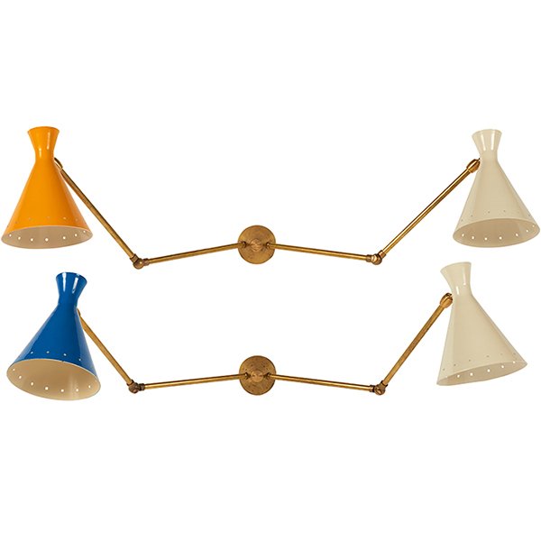 Italian articulated sconces, pair, 1950s, brass (1 of 1)