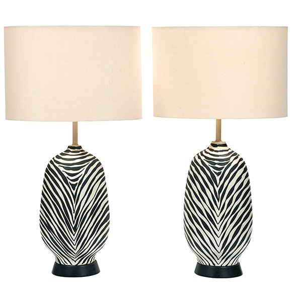 Italian zebra table lamps, pair, 1960s (1 of 1)