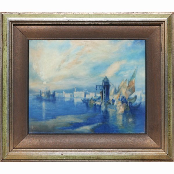 Rookwood plaque, Venice harbor scene, Ed Diers
