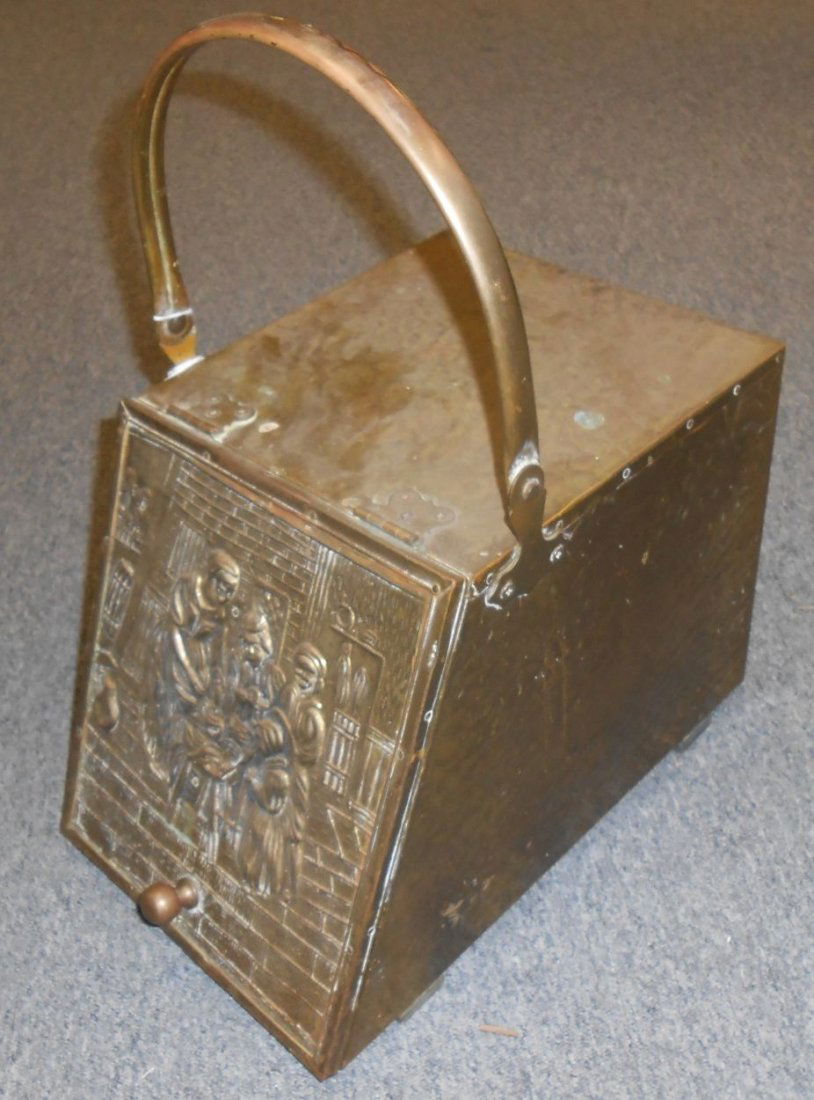 Antique English Brass Coal Box (1 of 5)