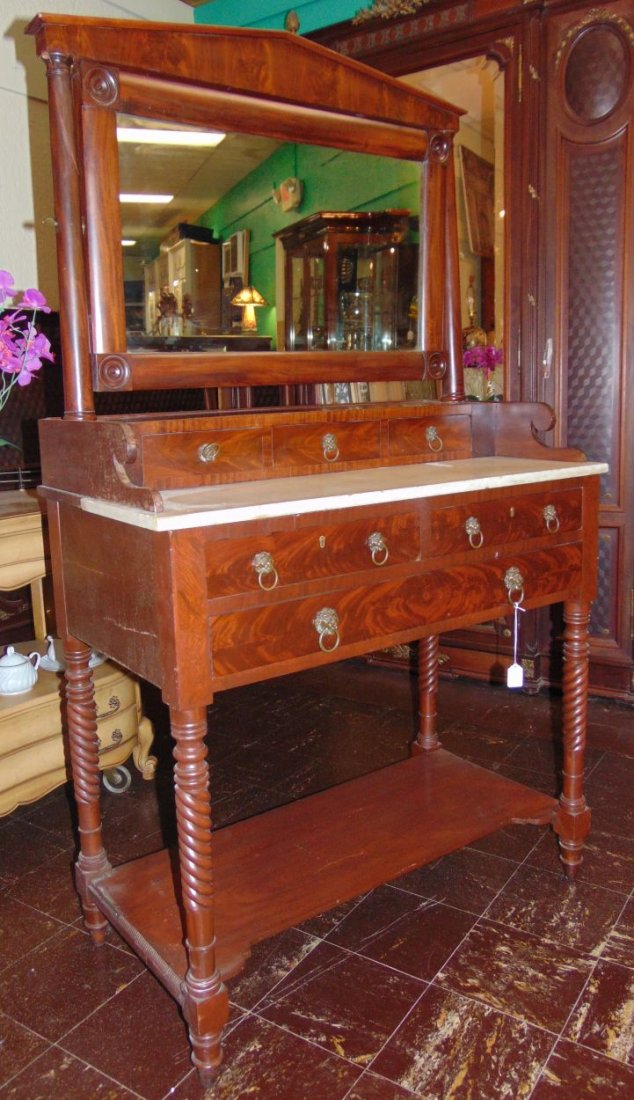 Antique Marble Top Wash Stand with Mirror (1 of 10)