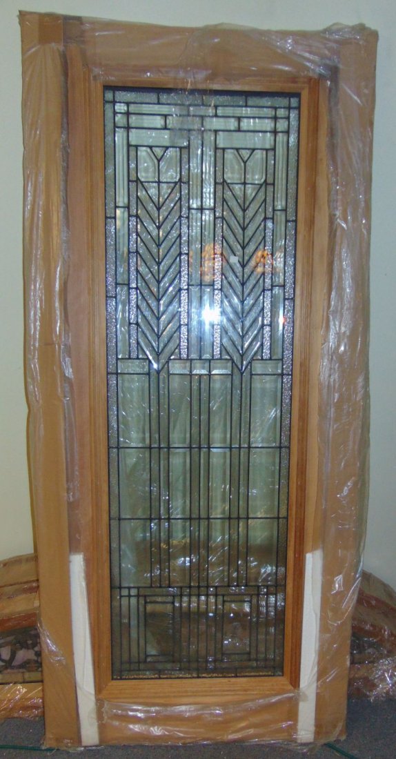 Arts & Crafts Style Leaded Glass French Door (1 of 7)