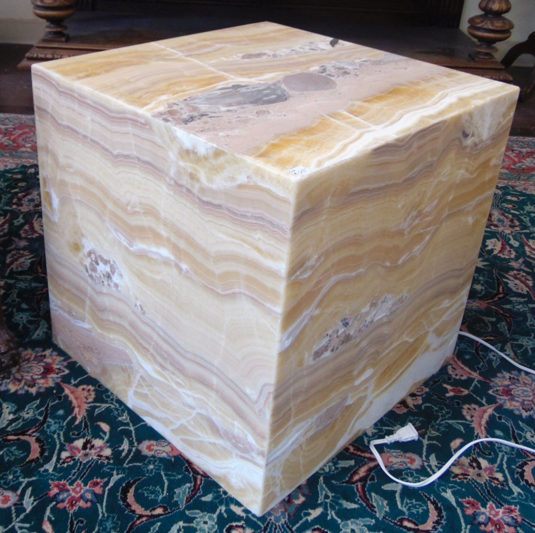 Backlit Onyx Style Cube Pedestal Table (1 of 5)