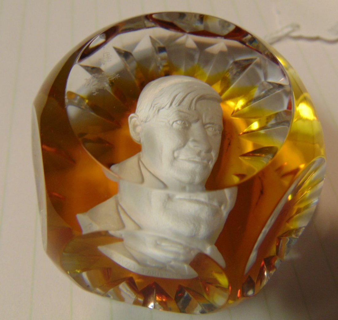 Baccarat Crystal Cameo Paperweight of Will Rogers (1 of 3)