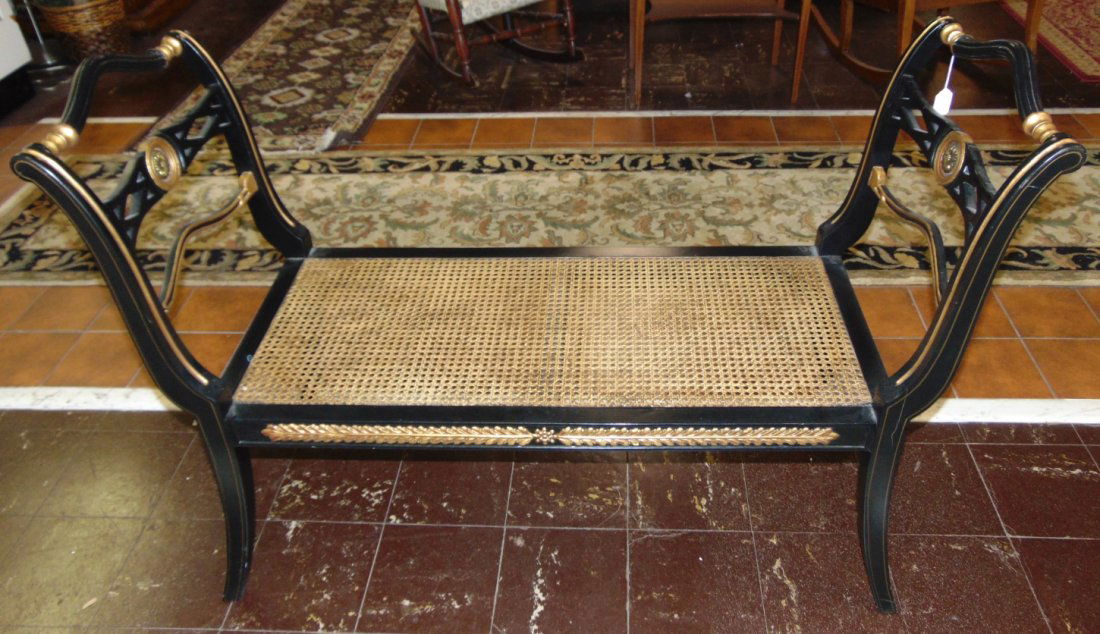 Decorative Cane Bottom Bench (1 of 6)