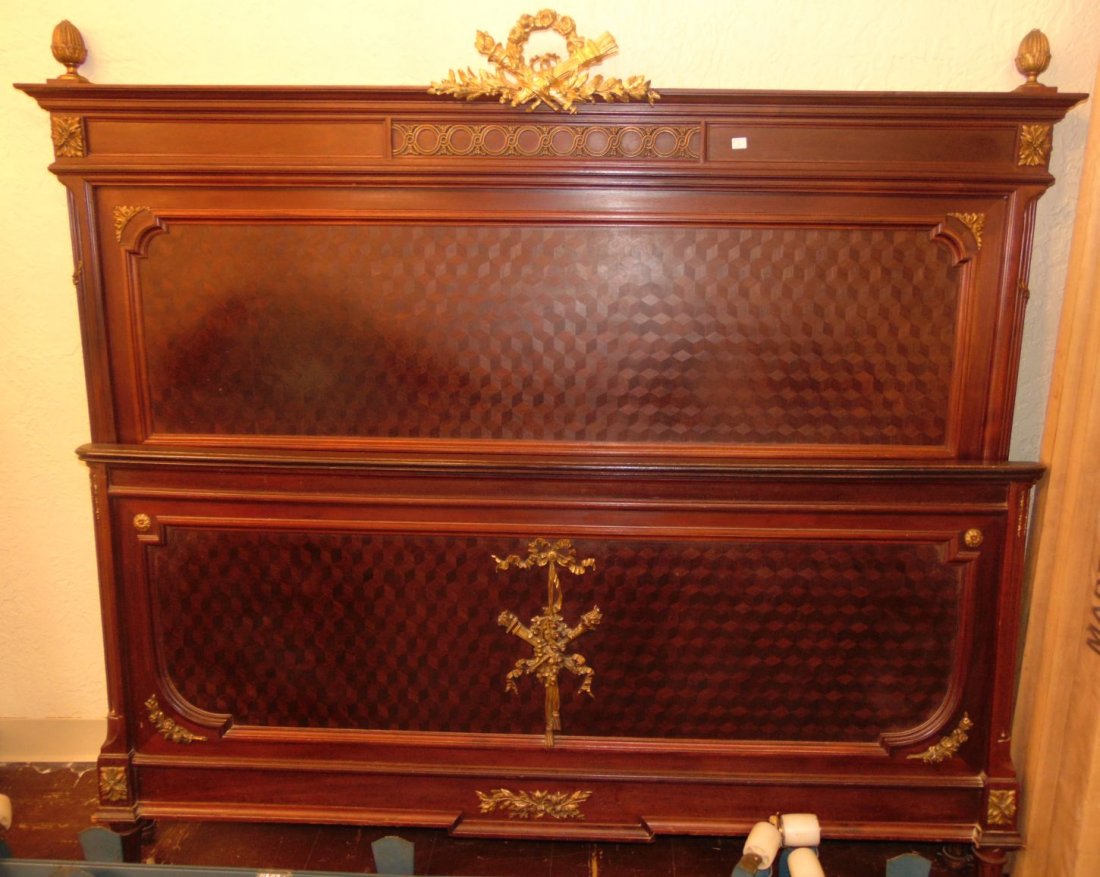 Antique Inlaid Mahogany Full Size Bed (1 of 6)