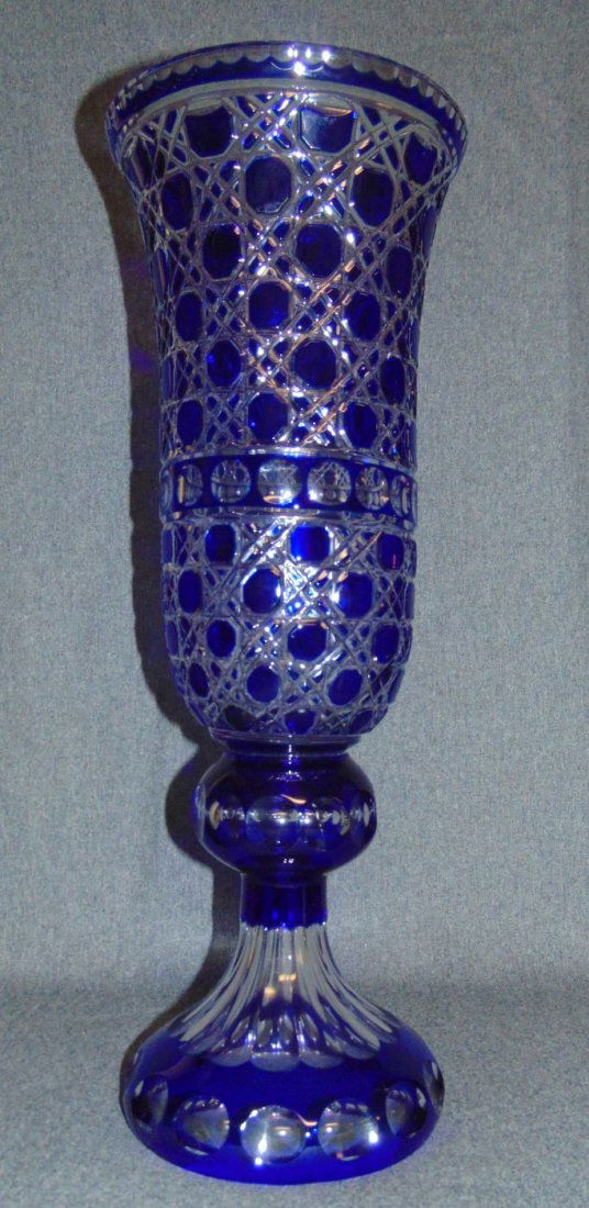 Huge European Cut Cobalt Crystal Vase (1 of 5)