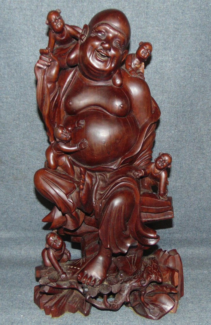 Vintage Oriental Carving of Laughing Buddha (1 of 8)