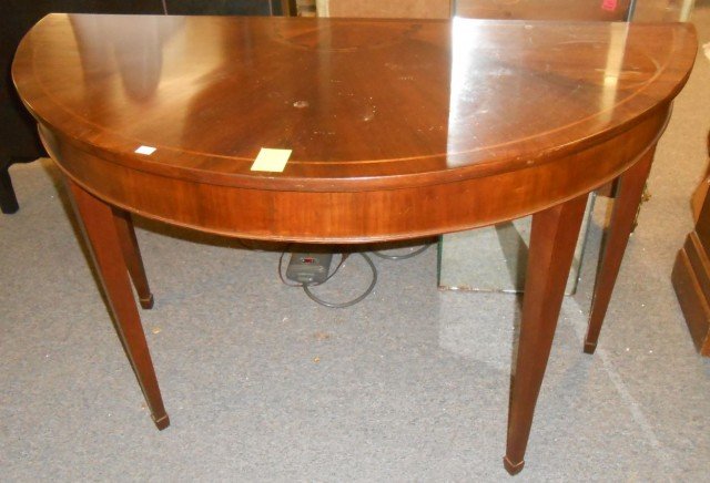 Antique Mahogany Inlaid Demi Lune Side Table (1 of 3)