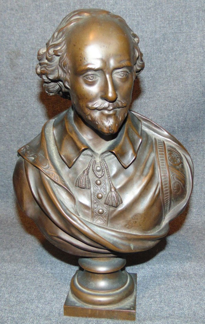 Antique Bronze Portrait Bust Shakespeare F. Barbedienne (1 of 5)