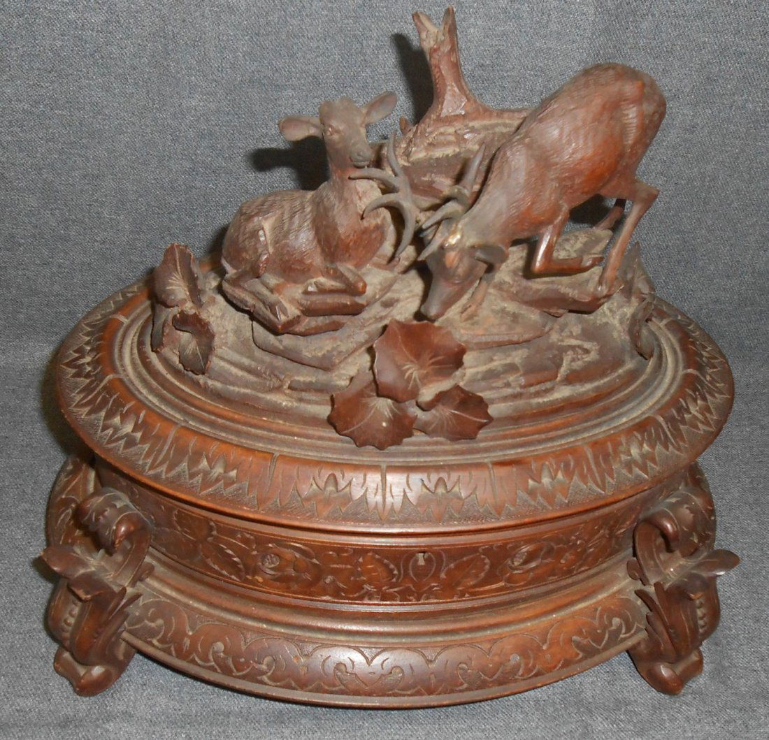 Rare 19th Century Carved Black Forest Box (1 of 5)