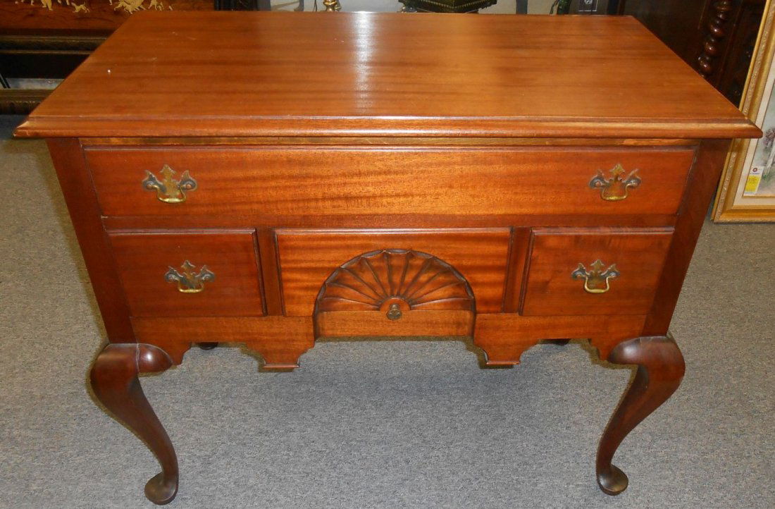 Antique Queen Anne Mahogany 4 Drawer Lowboy (1 of 7)