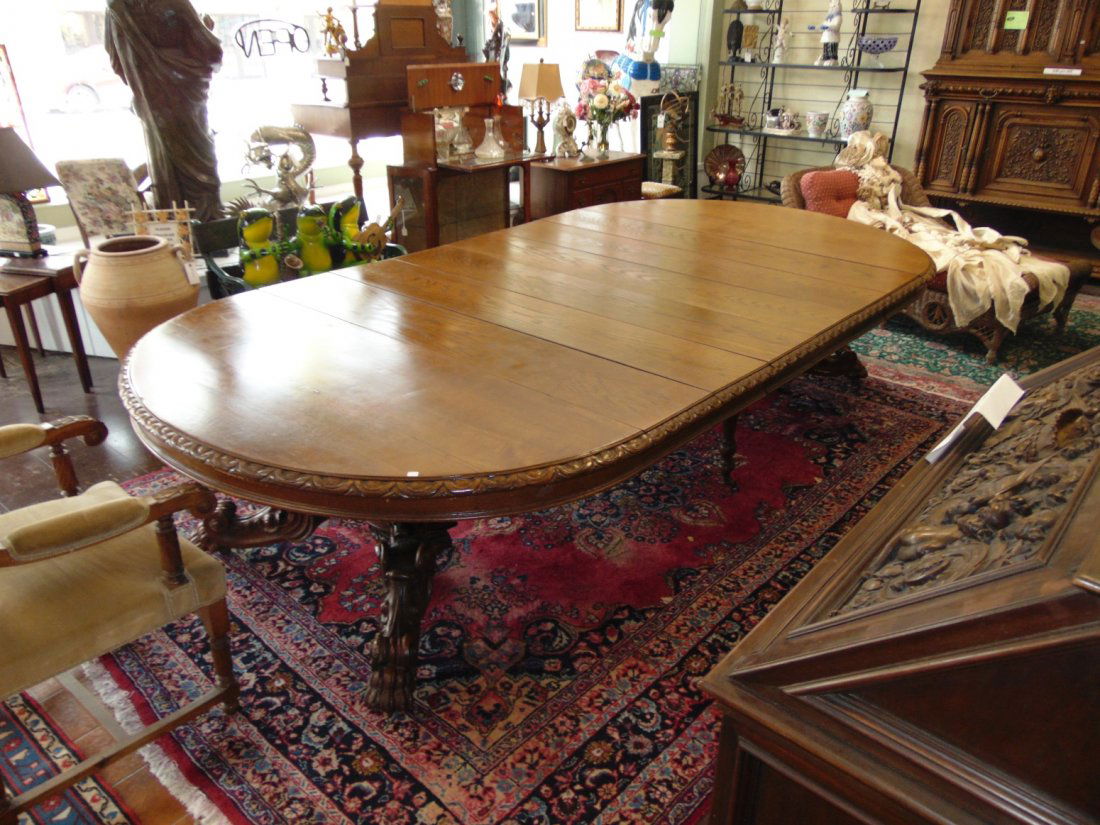 Antique Carved Oak Griffin Dining Table 19th Century (1 of 11)