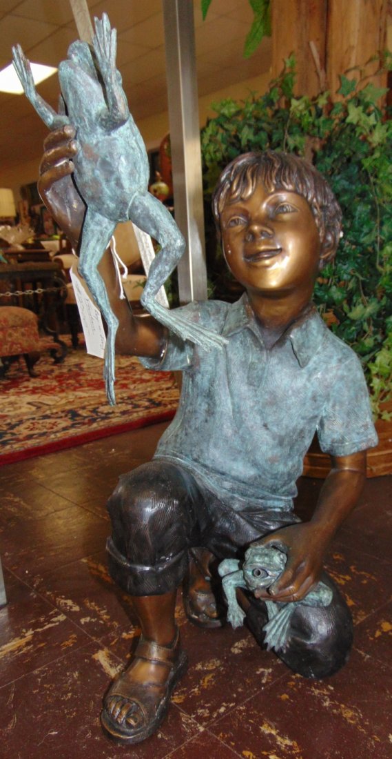 Bronze Boy and Frogs Fountain Sculpture (1 of 7)