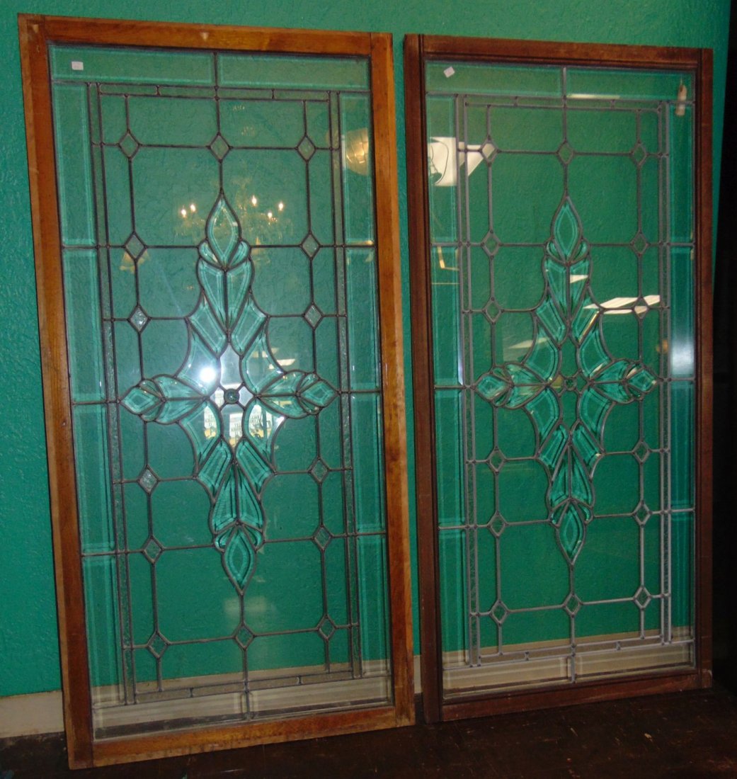 2 Vintage Leaded Clear Glass Panels (1 of 8)