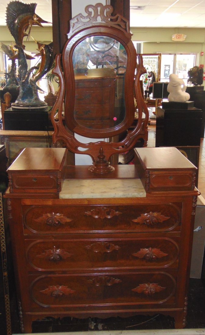 Antique Walnut Eastlake Dresser with Mirror