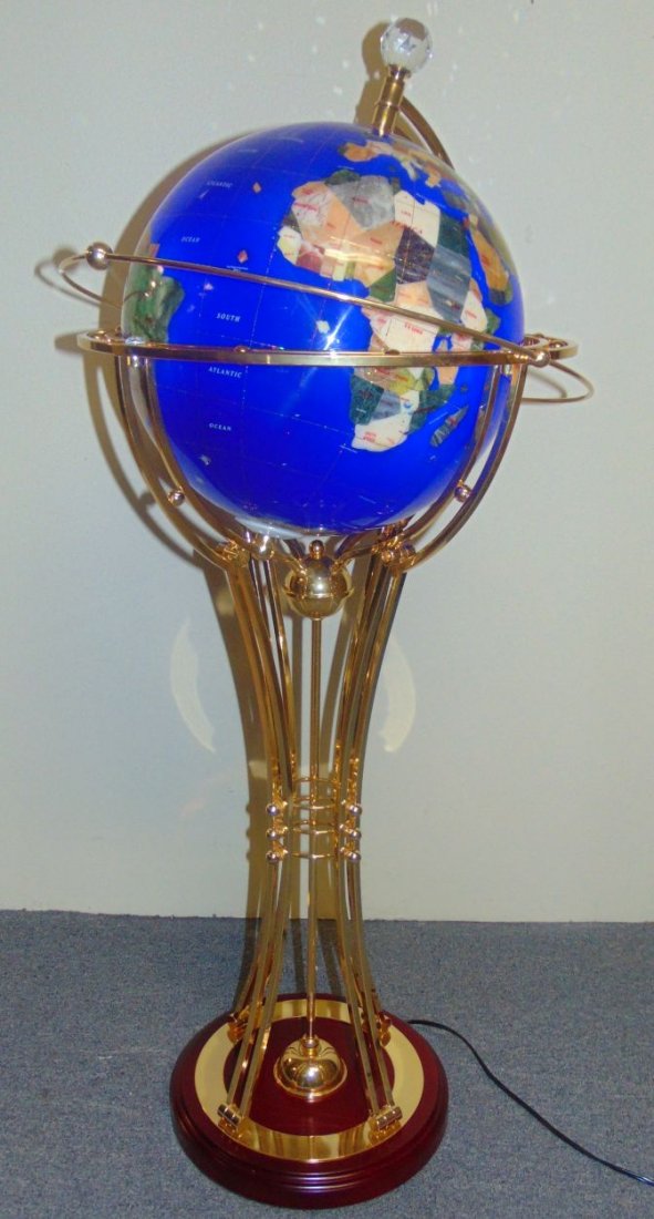 Backlit Cobalt Blue Illuminated Gemstone Floor Globe (1 of 5)
