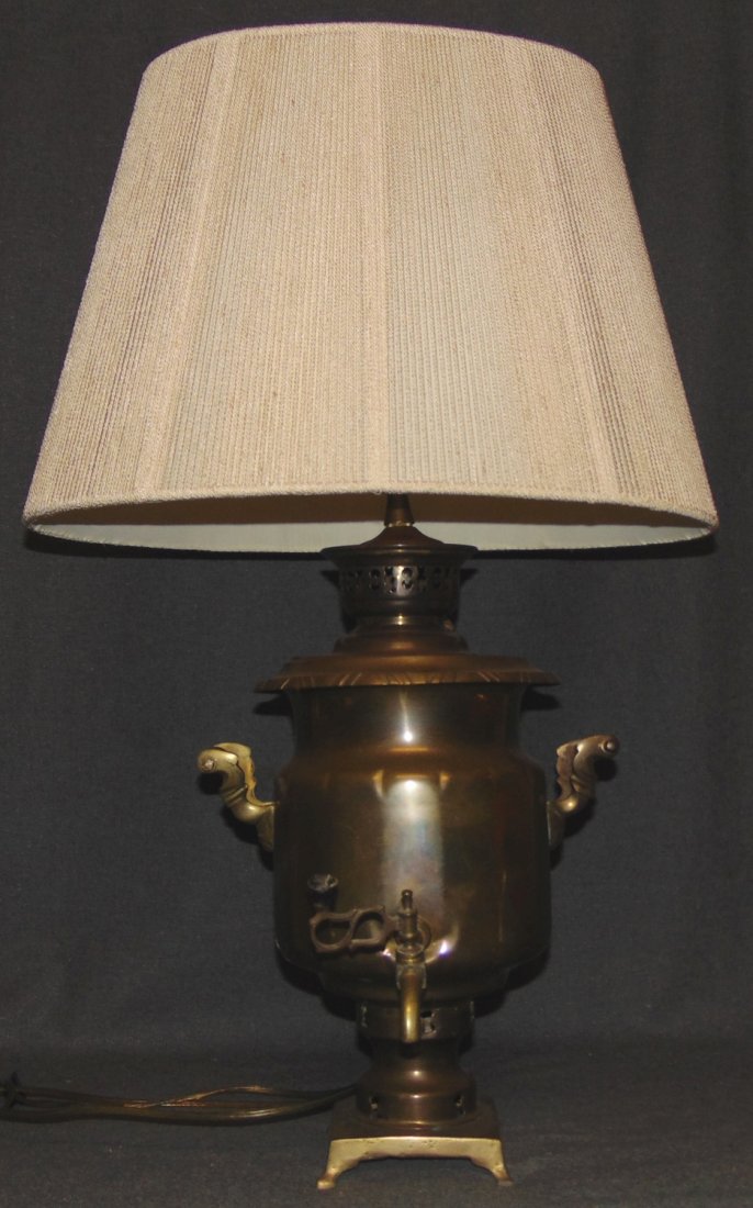 Antique Russian Brass Samovar Table Lamp (1 of 5)