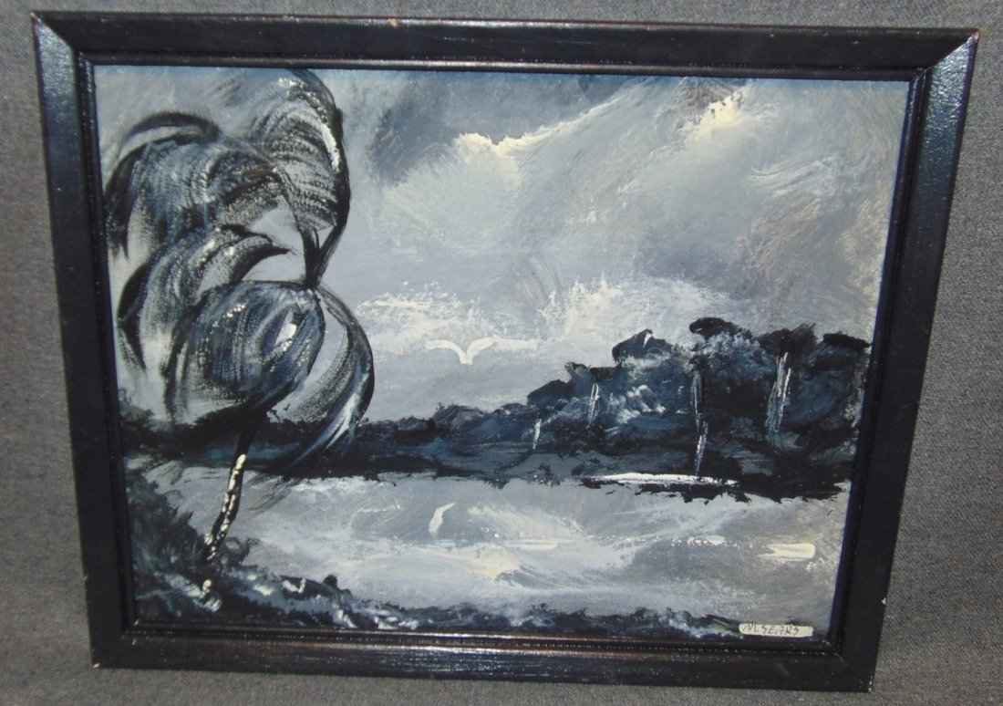Original Florida Highwayman Painting by Michael Sears: Original, modern-day Florida Highwayman painting by contemporary artist, Micheal Sears. Large Oil on Masonite. Nicely framed. Artist Signed. Measures 12-1/2" tall x 15-1/4" wide. Condition is very goo